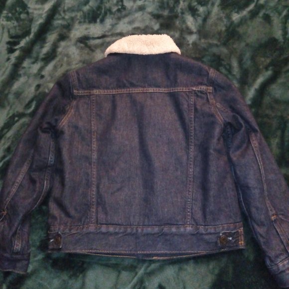 GAP Denim Sherpa Icon Jean Jacket Boys Sz M / 8 - Picture 13 of 14